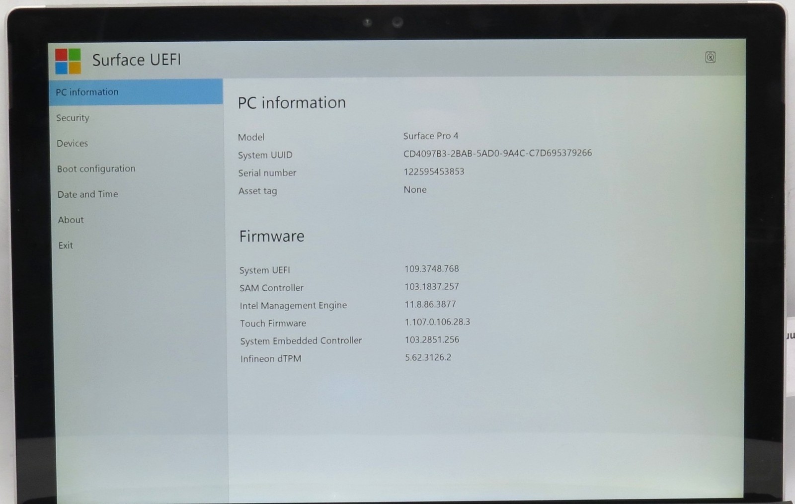Microsoft Surface Pro 4 i5-6300U @2.40GHz 4GB RAM 128GB Internal SSD No OS