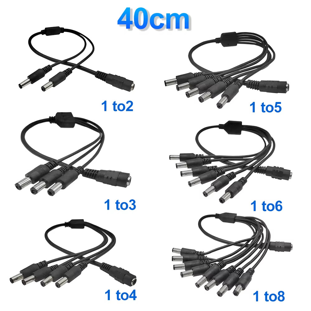 5.5* 2.1Mm 1 to 2/3/4/5/6/8 Way DC Power Splitter Cable 5V 12V Power Adapter Con