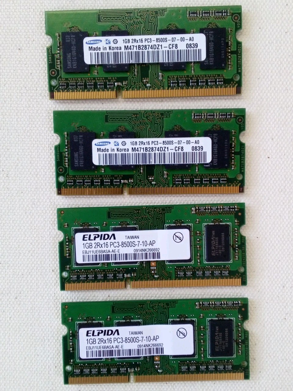 DDR3 1066MHz PC3 8500S Laptop 204Pin SODIMM Memory Ram Samsung Elpida