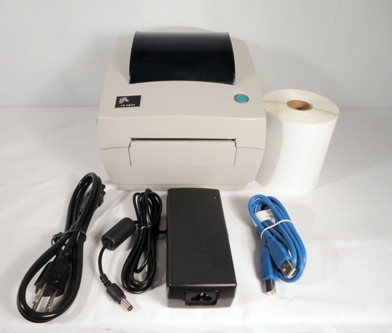 Zebra LP 2844 UPS printer with power, USB and 250 labels Free Shipping.