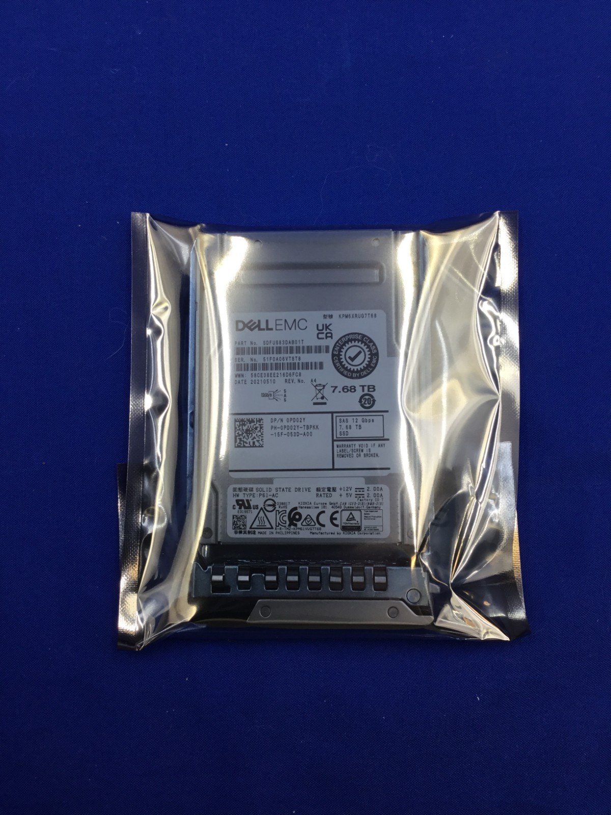 PD02Y Dell 7.68TB SAS 12Gbps Read Intensive SIE 2.5” SSD KPM6XRUG7T68 0PD02Y
