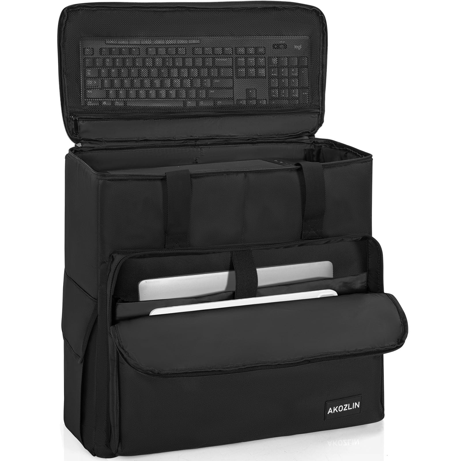 PC Travel Case Desktop Carrying Bag Padded Water Resistant Nylon Tower Mouse Blk