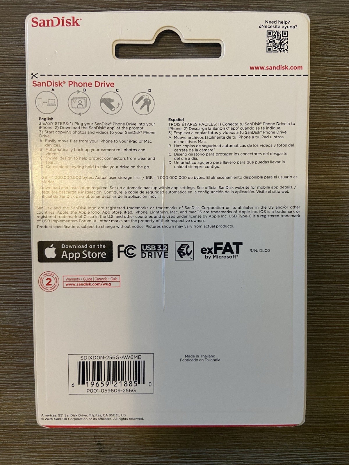 SanDisk Phone Drive 256GB Dual Lightning USB-C Metal for iPhone iPad New $90