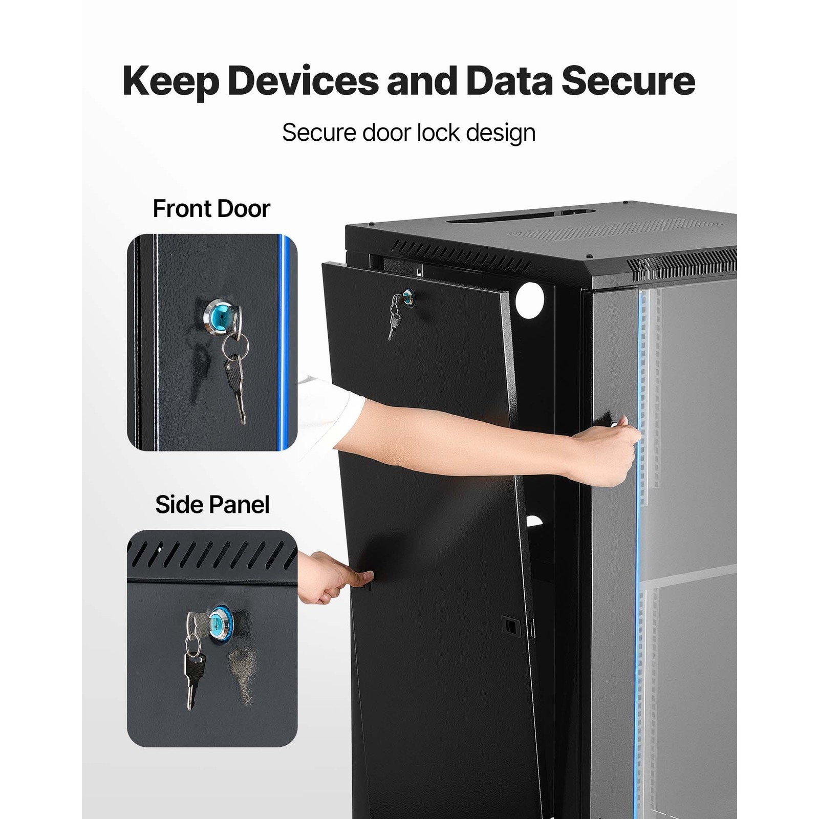 22U Wall Mount Network Server Rack Cabinet Enclosure 23.6” Deep Door Lock