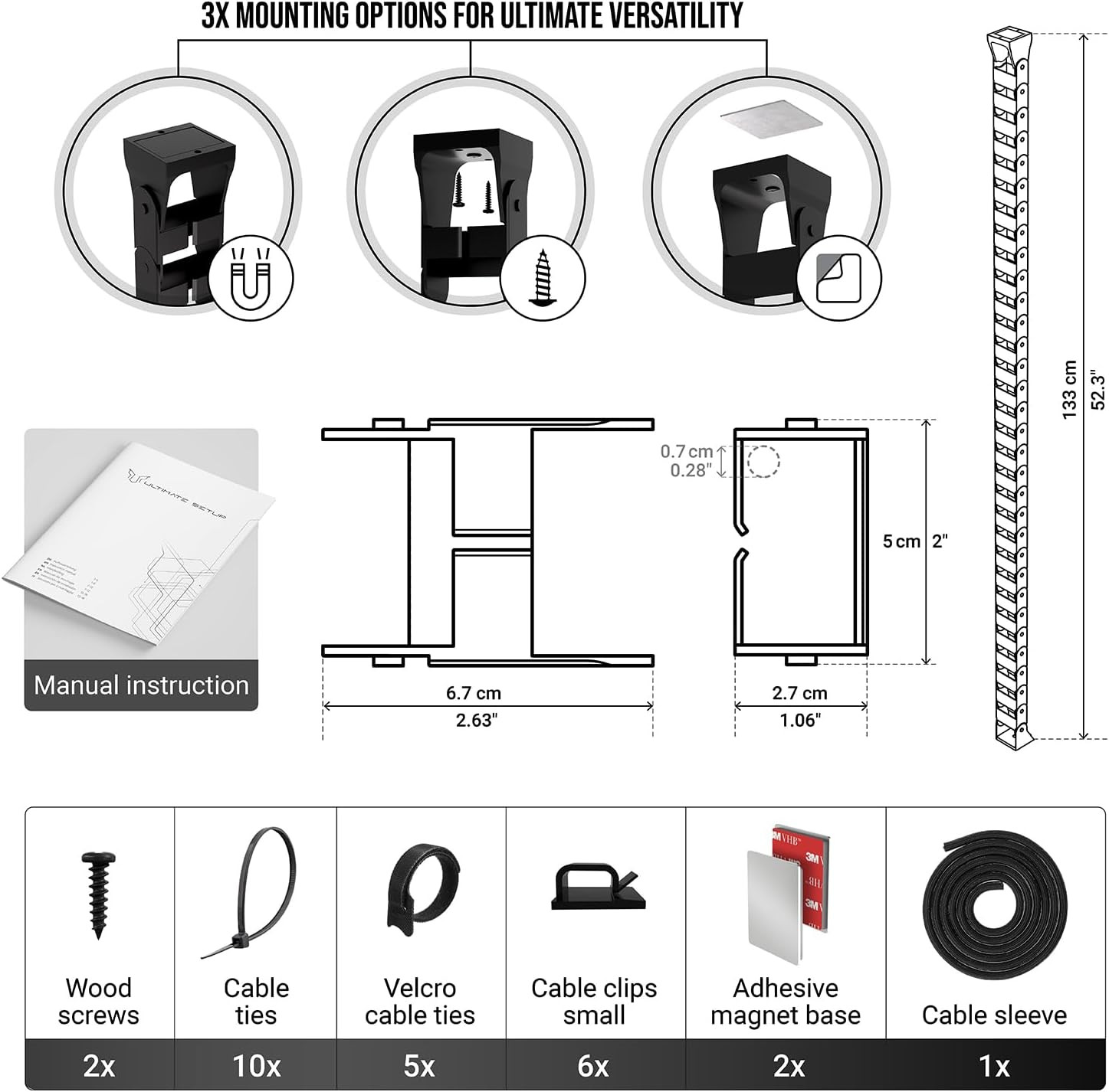 under Desk Cable Management Vertebrae – Perfect for Sit Stand Desk – Wire Manage