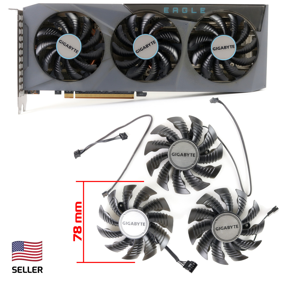 Full Set GPU Fan 78mm Gigabyte 3060 3070 Ti Eagle Gaming OC GA81S2U | US Sell…