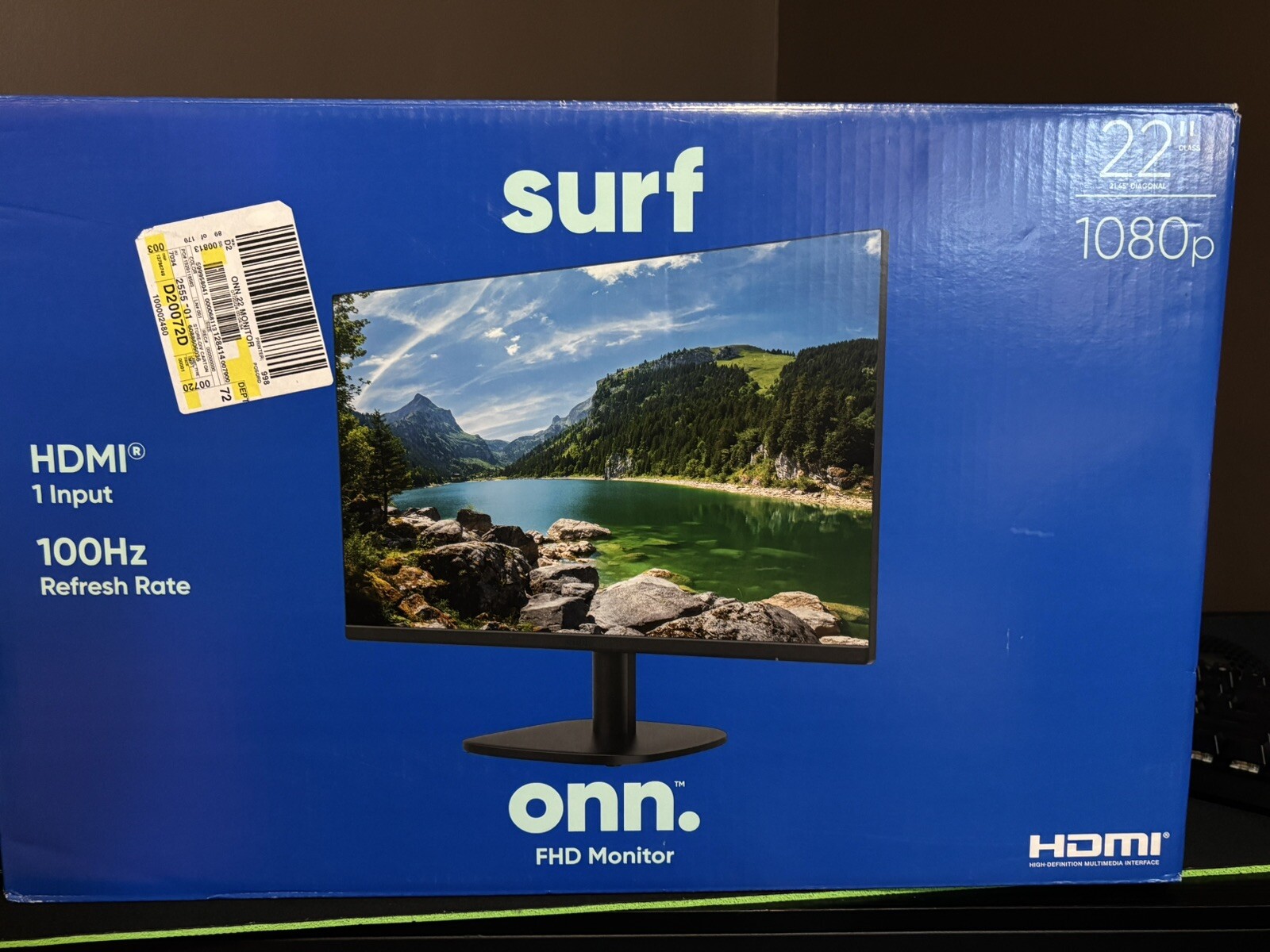 surf onn. , 22”, 21.45” Diagonal, 1080p, 100Hz, FHD Monitor (Gently Used)