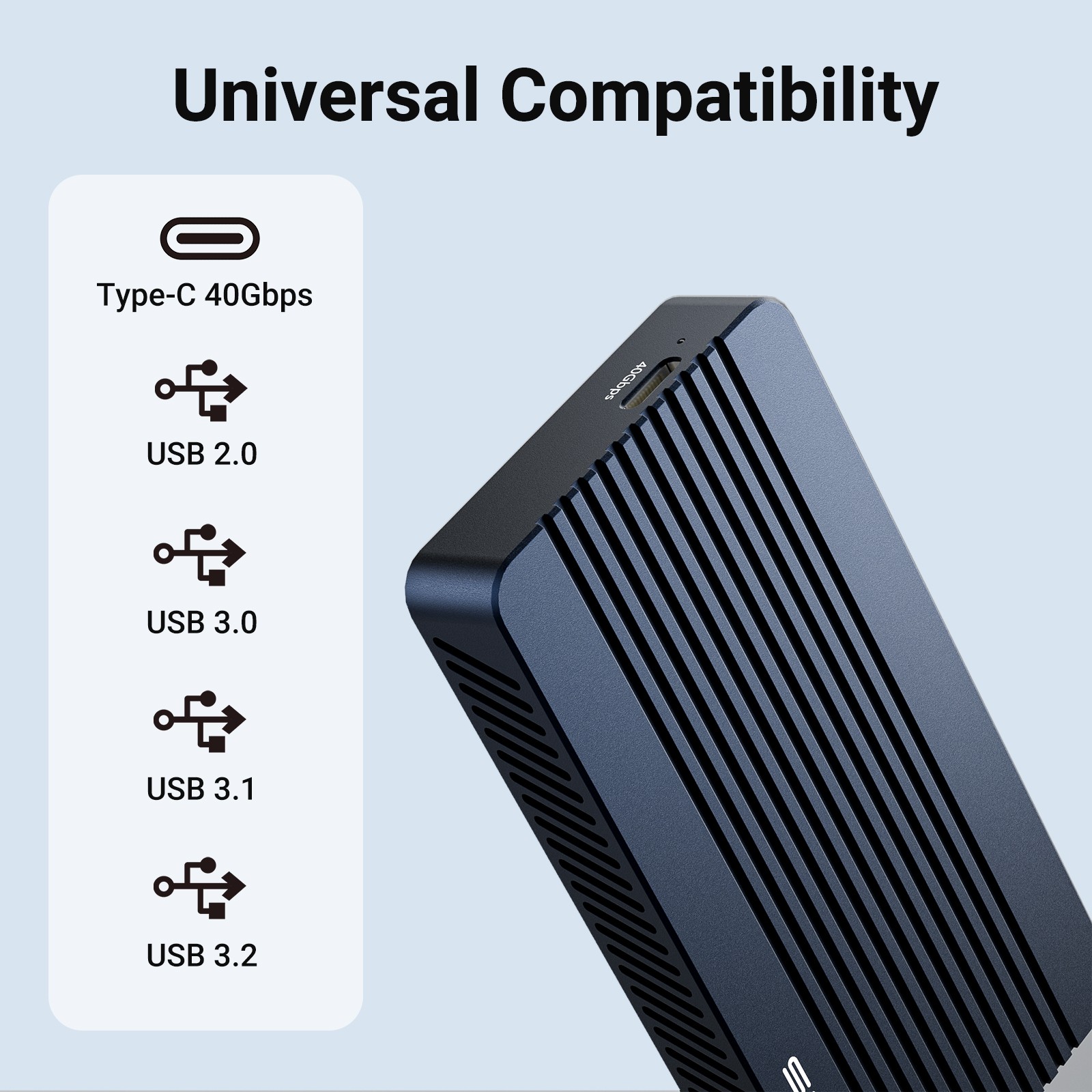 Acasis 40Gbps M.2 NVMe SSD Enclosure Aluminum Shell Protection Shock-Resistant