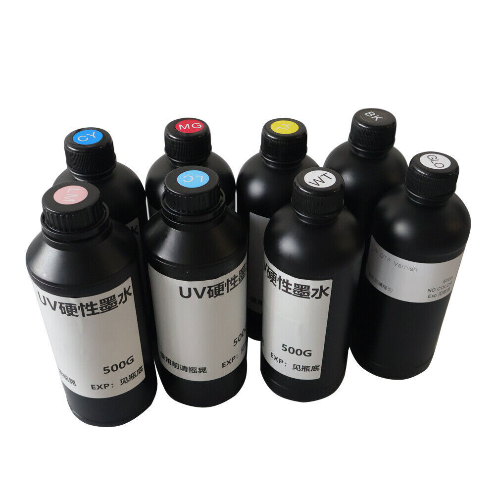 ACHI 8*500ML UV Ink CYMKW+Varnish+LC+LM UV Ink For 6090 XP600 TX800 UV Printer