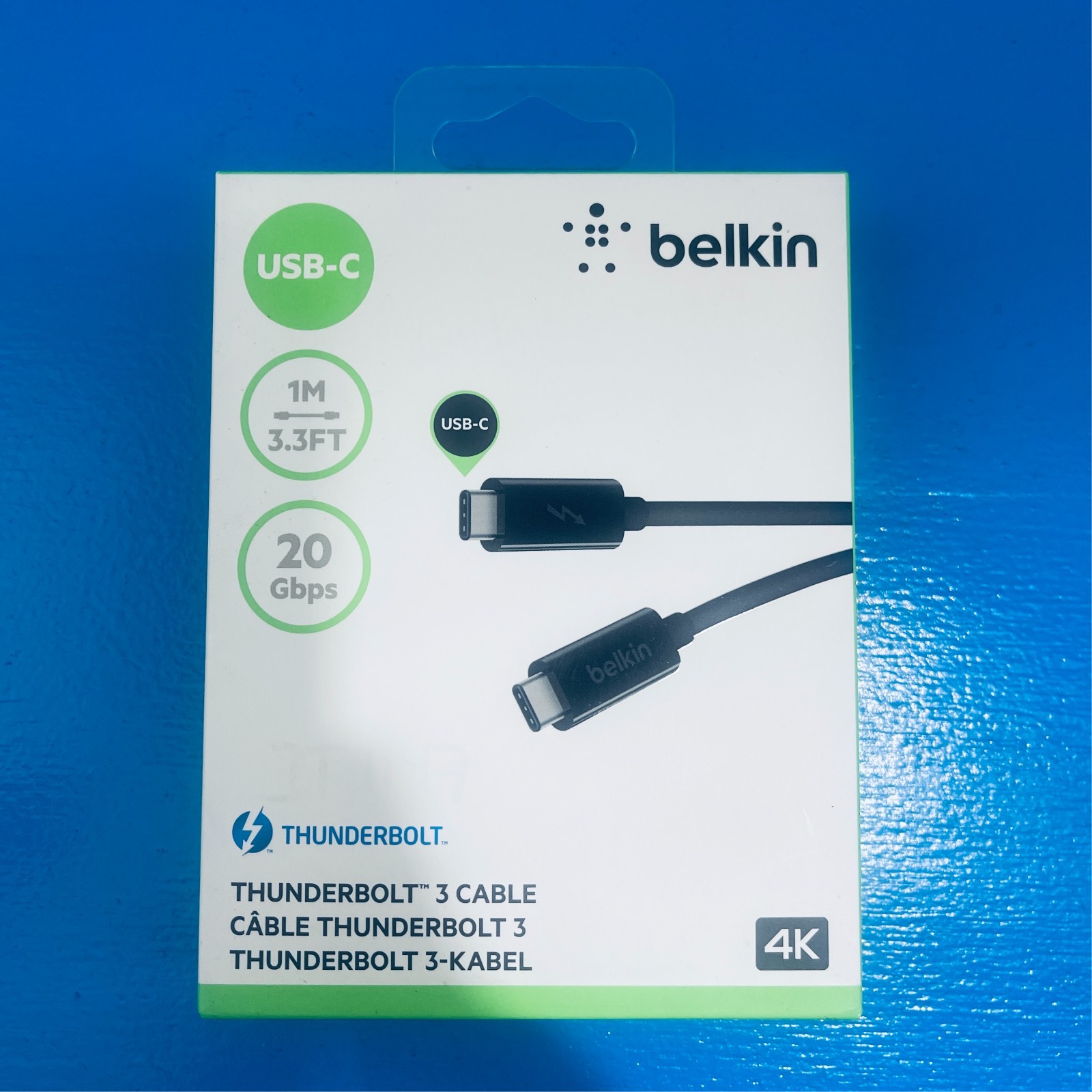 NEW Belkin Thunderbolt 3 USB-C To USB-C Data Transfer & Power Cable 3.3ft 20GBps
