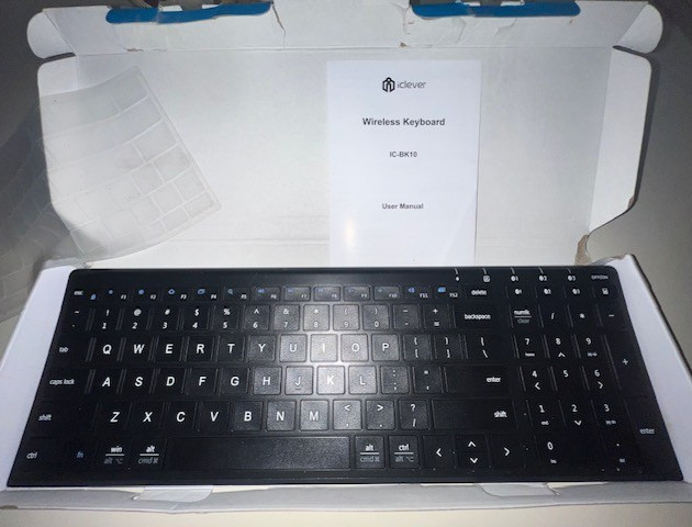 iClever IC-BK10 Multi Device Connection Rechargeable Wireless Keyboard Black NEW