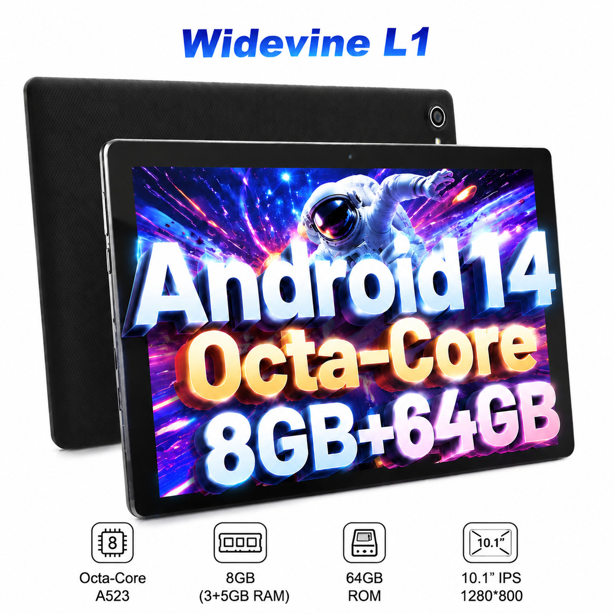 Android 14/15 Tablet 5G Wifi Dual Camera up to 128GB Storage Widevine L1 IPS 10″