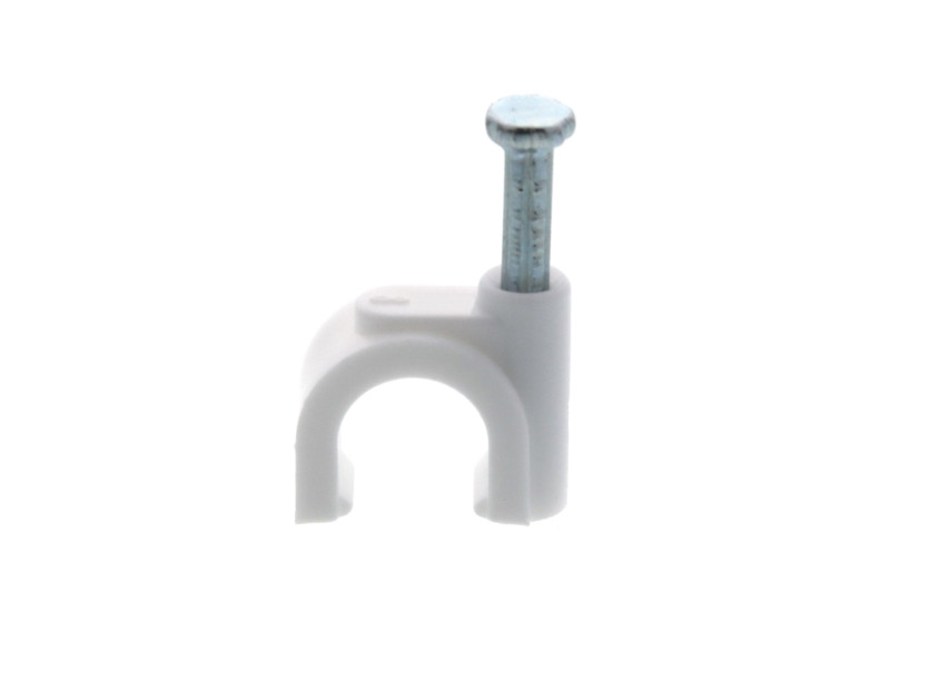 Round Cable Clip Cable Clip 8mm Nail-in Clip for RG6 White 100pack