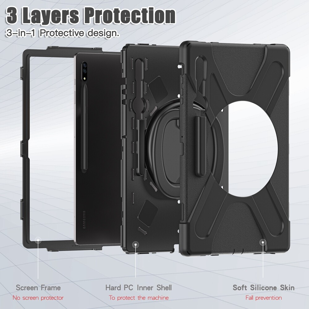 For Samsung Galaxy Tab S9 Ultra S9 Plus S8 Rotating Shockproof Carry Tablet Case