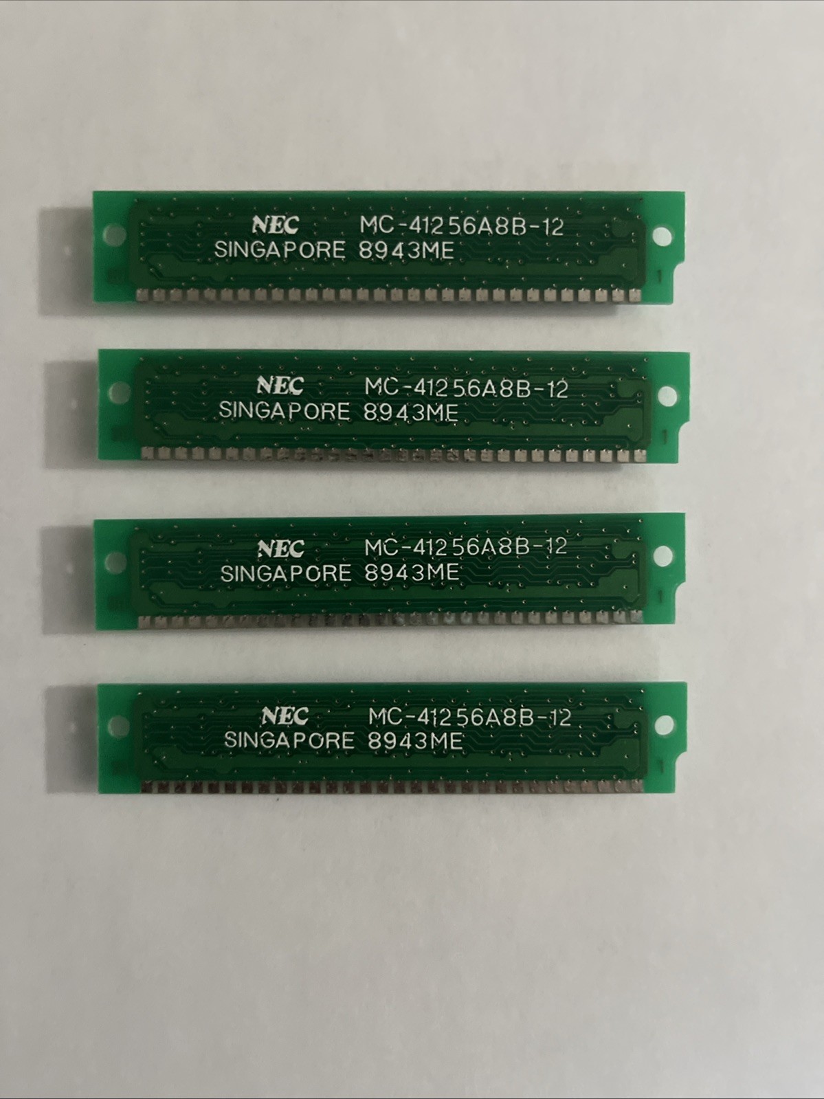 Lot of 4 Vintage NEC MC-41256A8B-12 256KB 30-Pin Mac RAM SIMM – Tested for Apple