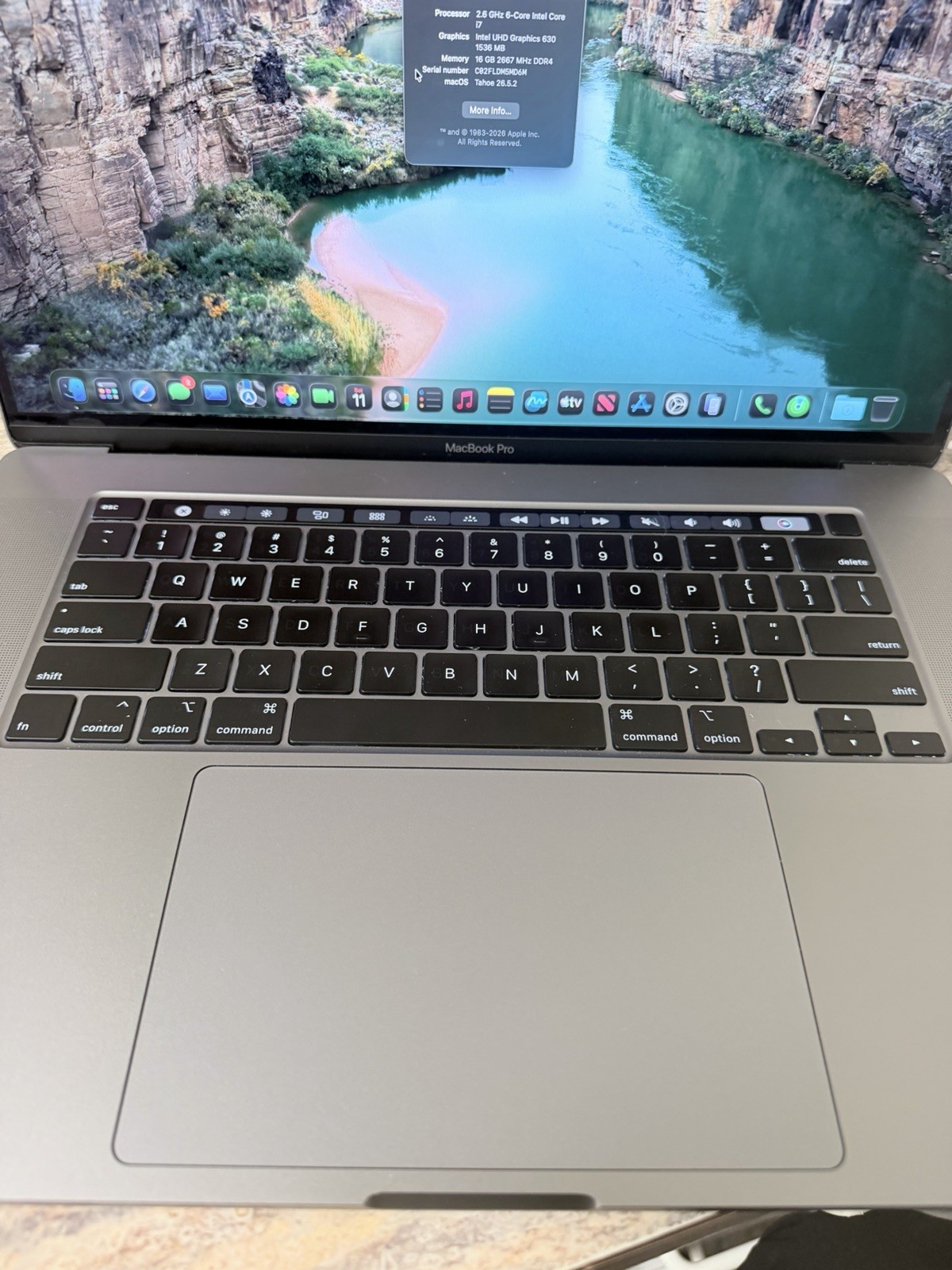 Apple MacBook Pro 16in (2019) i7 2.6GHz 16GB 500GB SSD Gray Retina
