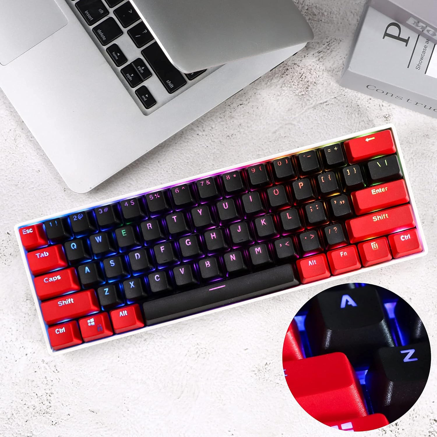 PBT Keycaps Red and Black Keycaps 60 Percent, OEM Profile Custom keycaps Set, Su