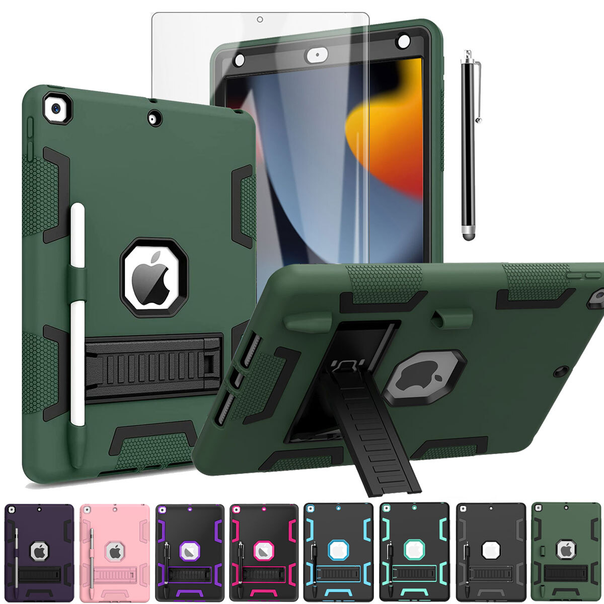 iPad 9th/8th/7th Generation Case 10.2″ Shockproof Heavy Duty Rugged Stand Cover