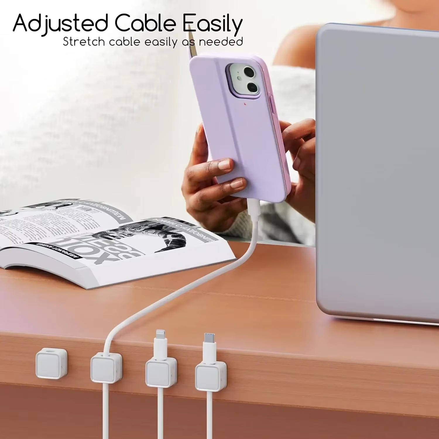 NEW Magnetic Cable Clips & Cord Holder, Under Desk Cable Management Lot