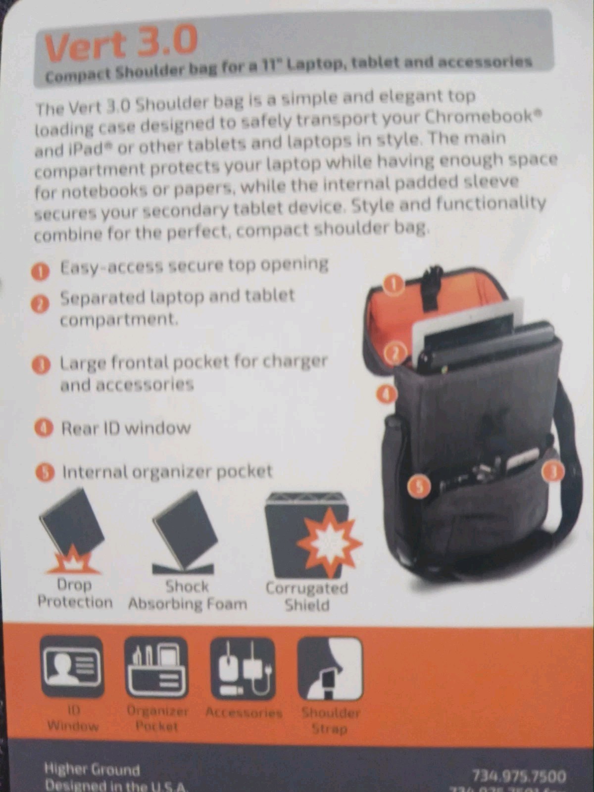 Higher Ground Vert 3.0 Chromebook & Laptop Bag Shoulder Bag Fits 11 In Device