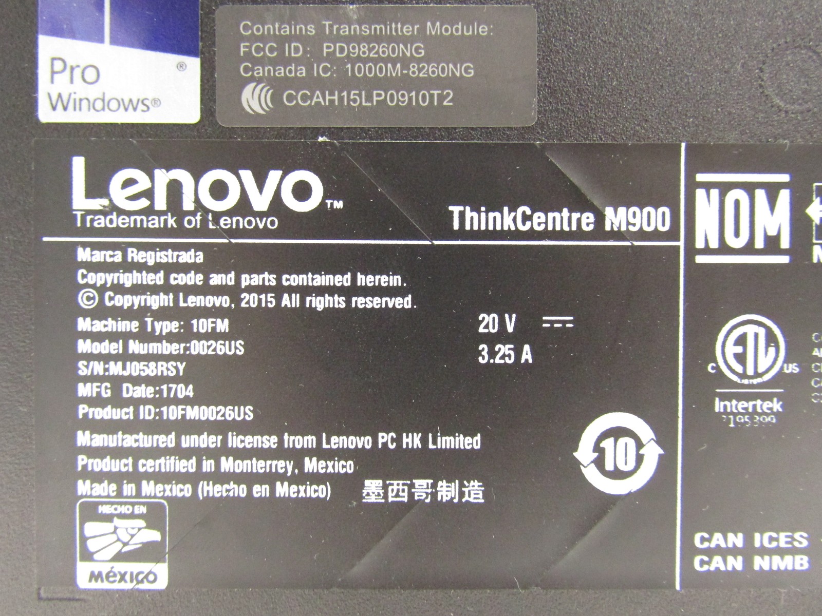 Lenovo ThinkCentre M900 2.5GHz Intel Core i5-6500T 8GB RAM 128GB SSD DVD+R NO OS