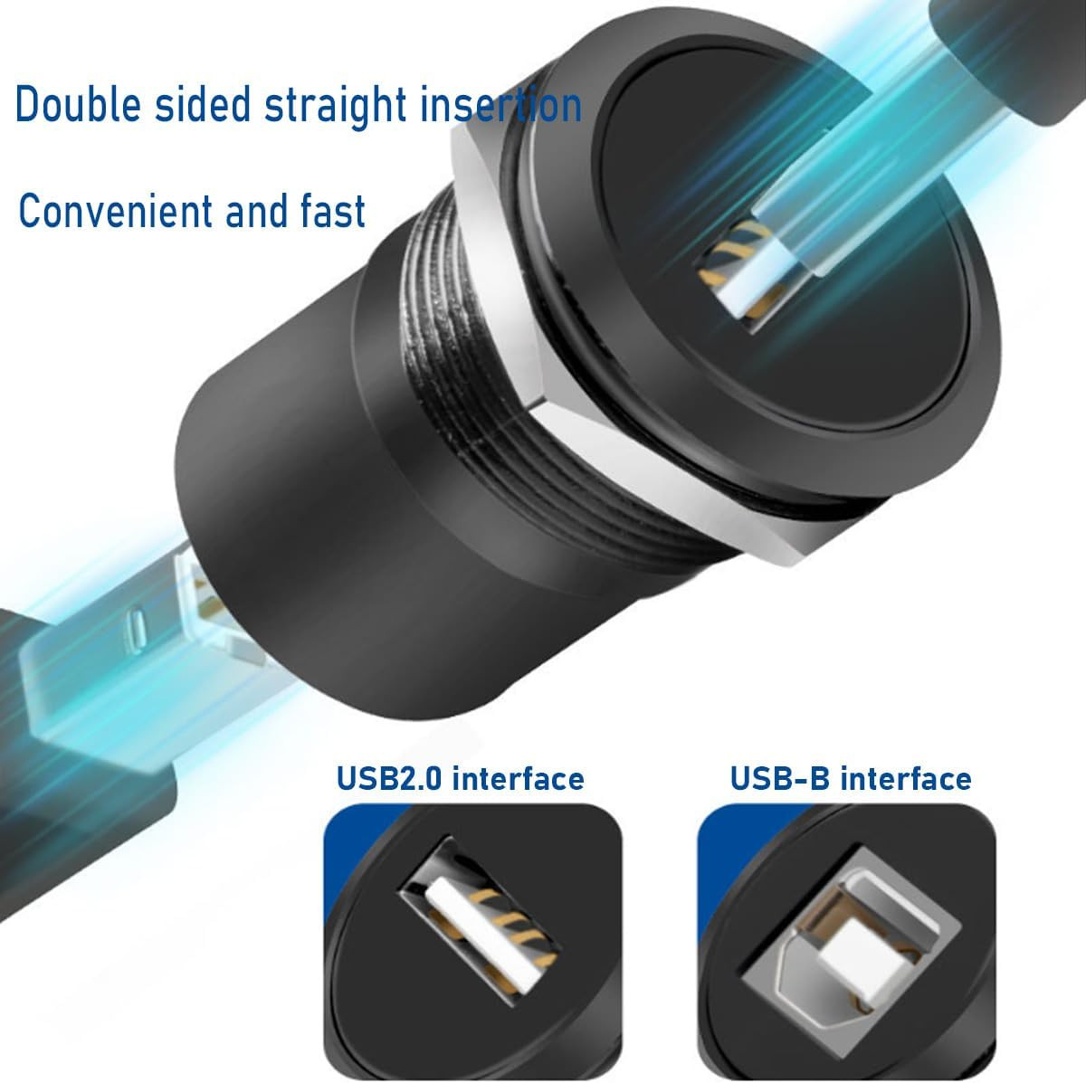 2PCS USB B to a Panel Mount Connector, USB 2.0 Female Data Connector