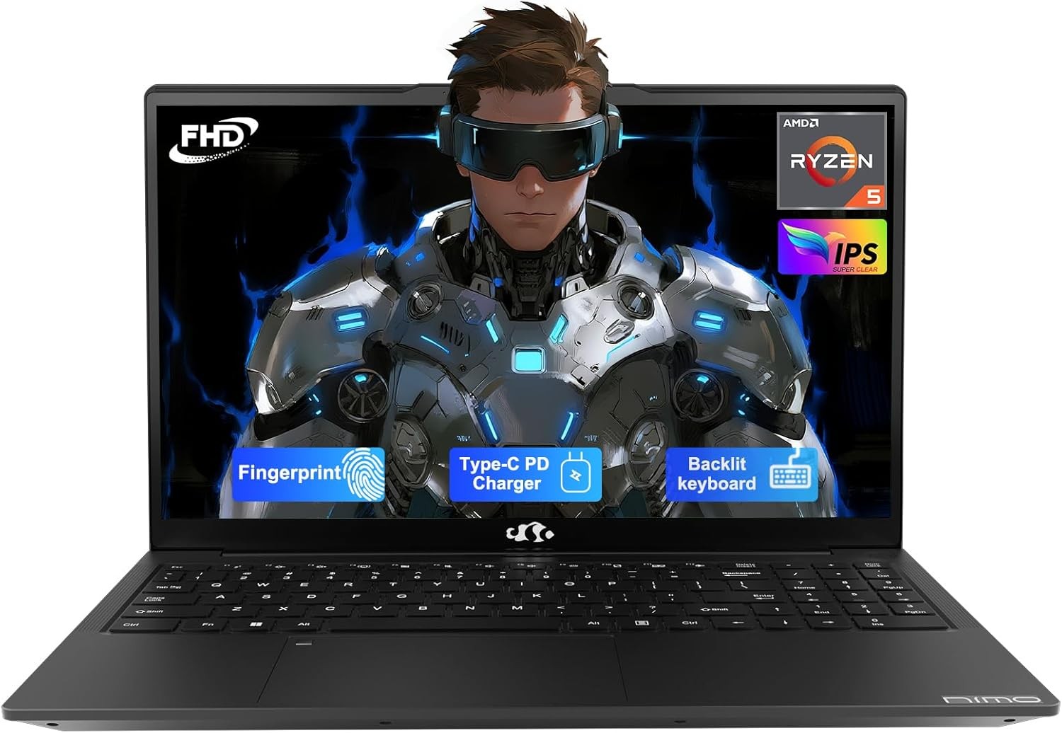 NIMO 15.6” IPS FHD-Laptop, AMD Ryzen 5, 8GB RAM 256GB SSD 4 Cores Up to 3.7GHz