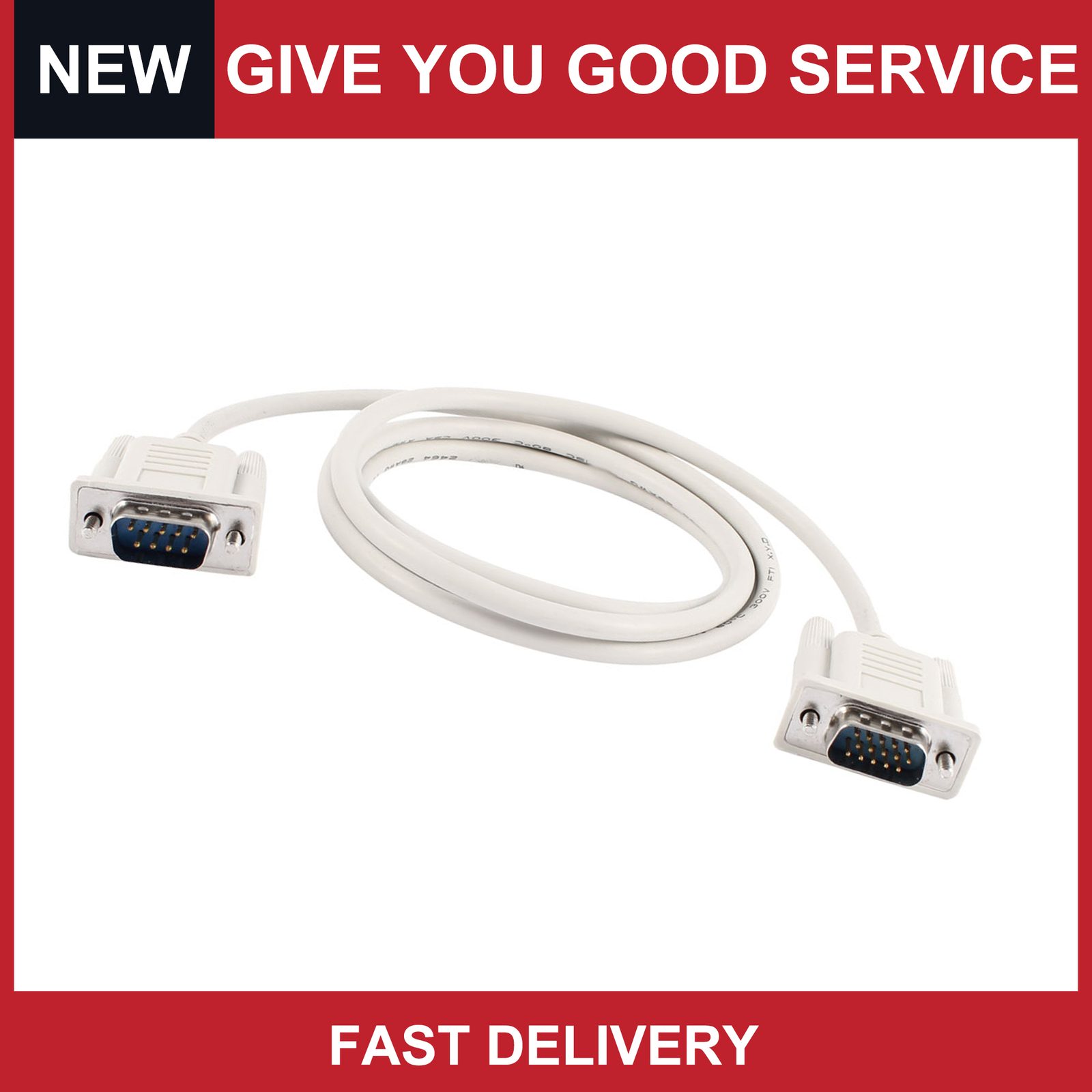 Universal RS232 DB9 9 Pin Male to VGA Video 15 Pin Male Adapter Cable Pack of 1