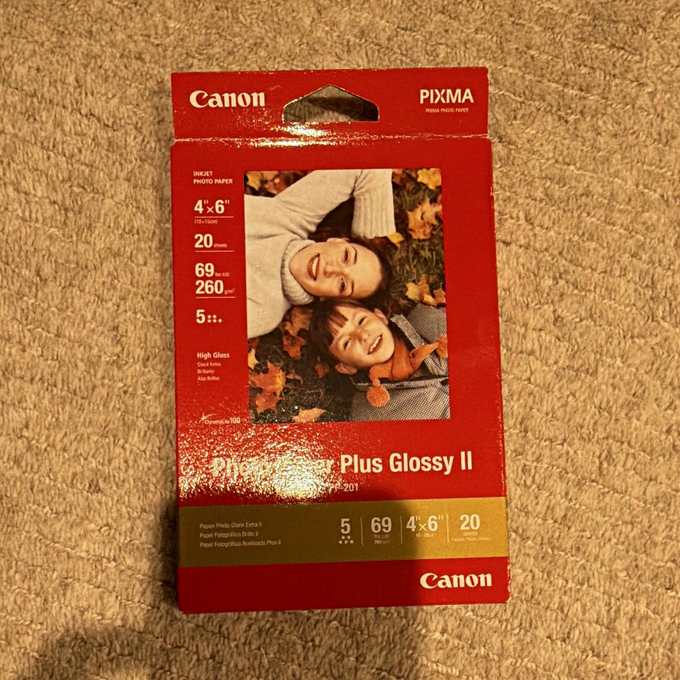 Canon Photo Paper Plus Glossy II PP-201 4×6″ 260gsm 20 Sheets Inkjet White