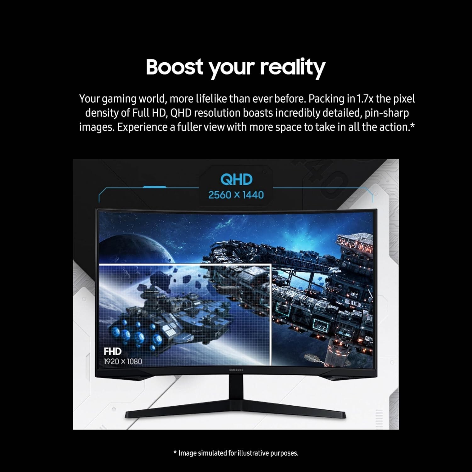 Samsung 27″ Odyssey G55C QHD 165Hz 1ms(MPRT) Curved Gaming Monitor