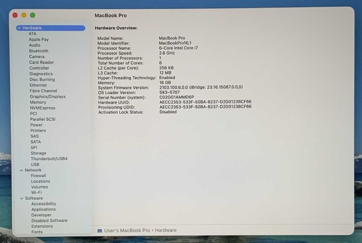 Apple Macbook Pro A2141 | Intel i7-9750H 2.6GHz 512GB 16GB DDR4 Radeon Pro 5300M