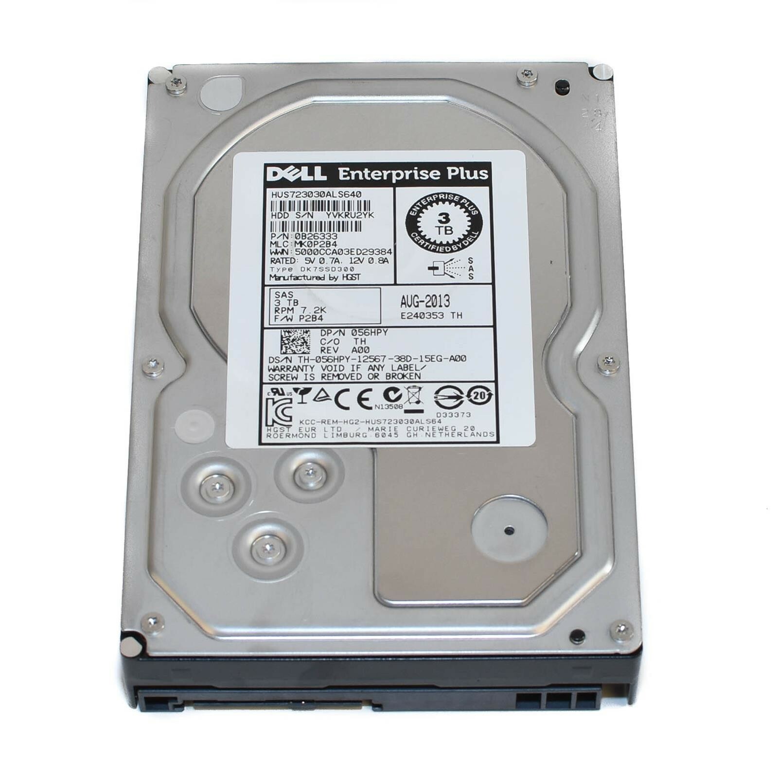 DELL 56HPY 3TB 7.2K 3.5″ SAS 6Gbps HGST 7K3000 HUS723030ALS640 0B26333