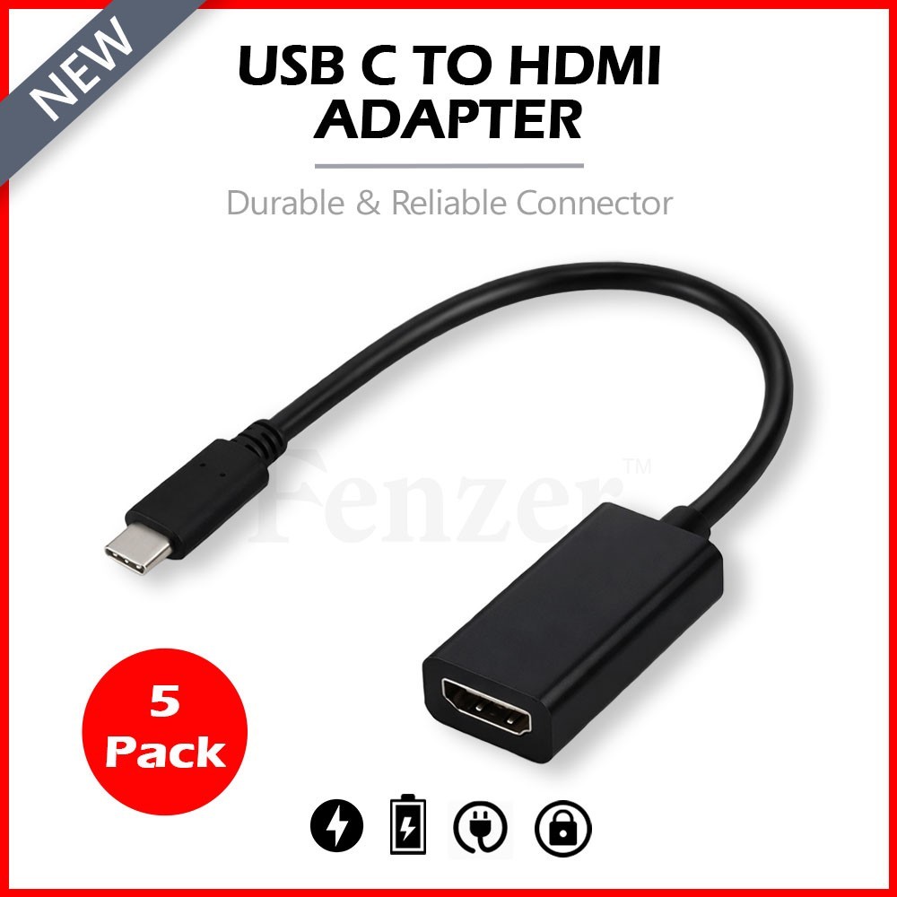 5X USB-C Type C to HDMI USB A HD TV Cable Adapter For Android Phones Tablet BLK