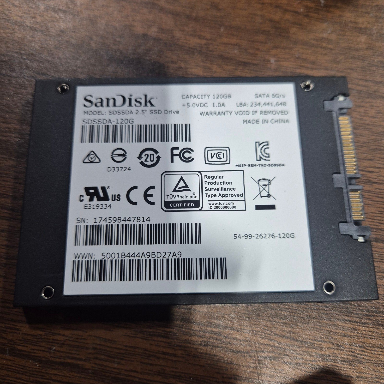 SanDisk – SSD PLUS – 120GB – 2.5″ SATA Drive – 6G/s