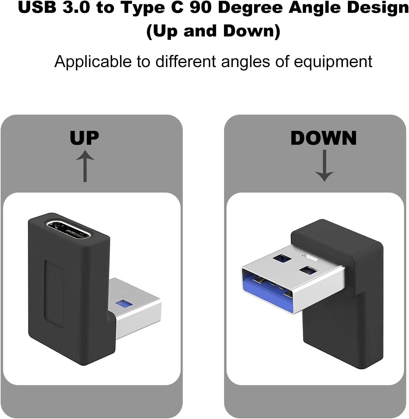 Right Angle USB C to USB 3.0 Adapter 90 Degree Type C Male to USB a 3.0 Female C