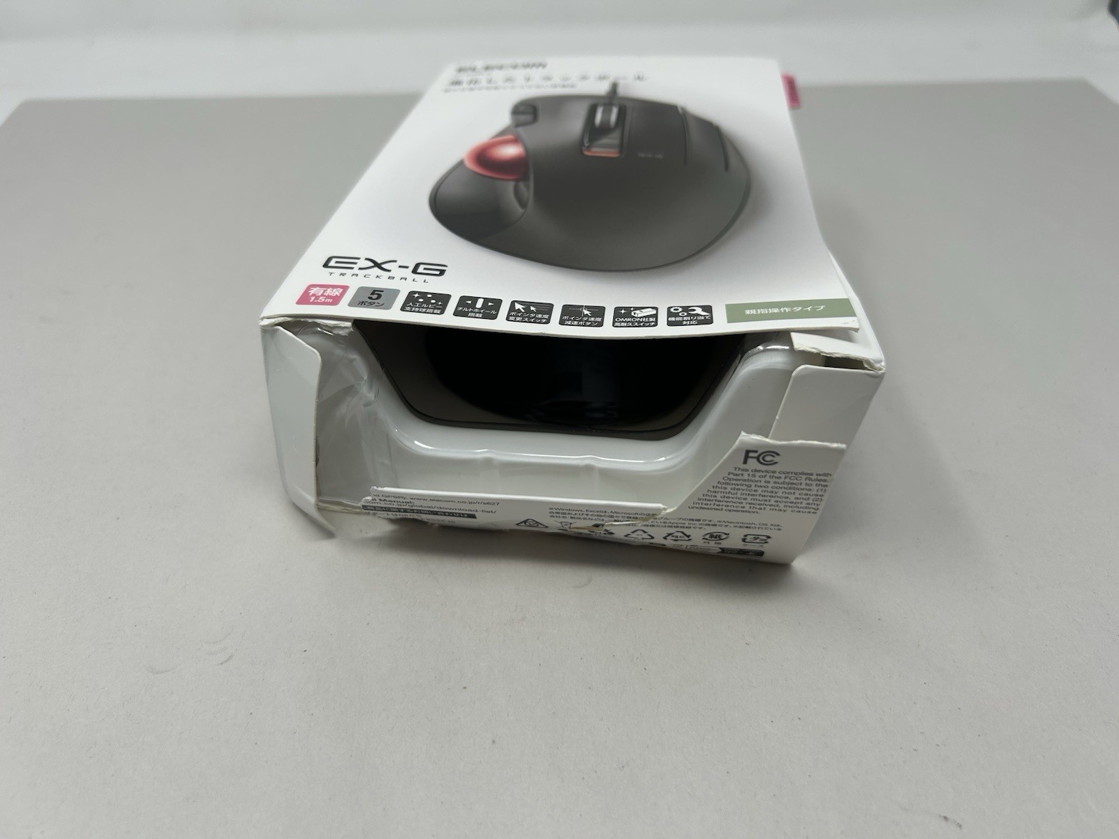 ELECOM, EX-G Trackball Mouse, Wired, Thumb Control, Ergonomic Design, 5-Button
