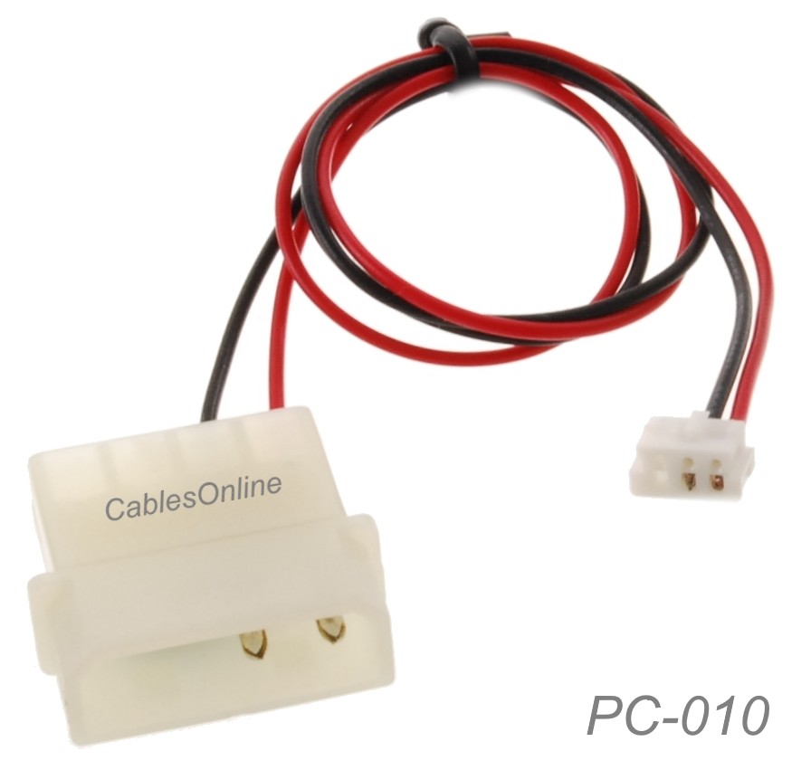 Micro 3-Pin Fan Connector to 4-Pin Molex Internal 5V Power Adapter Cable, PC-010