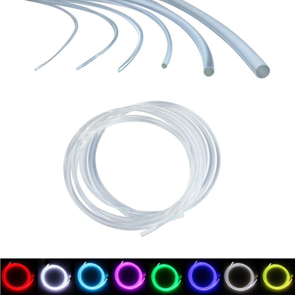0.31 In 8mm x 16.4 Ft 5m PMMA Plastic Side Glow Cable Fiber Optic Light Decor