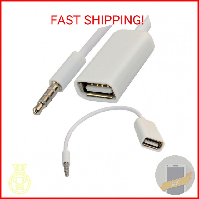 3.5mm Male AUX Audio Plug Jack to USB 2.0 Female Converter Cable Cord EN