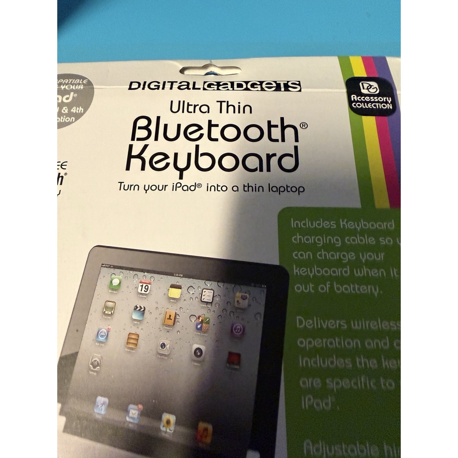 Digital Gadgets Ultra Thin Bluetooth Keyboard Dock, Black/Silver