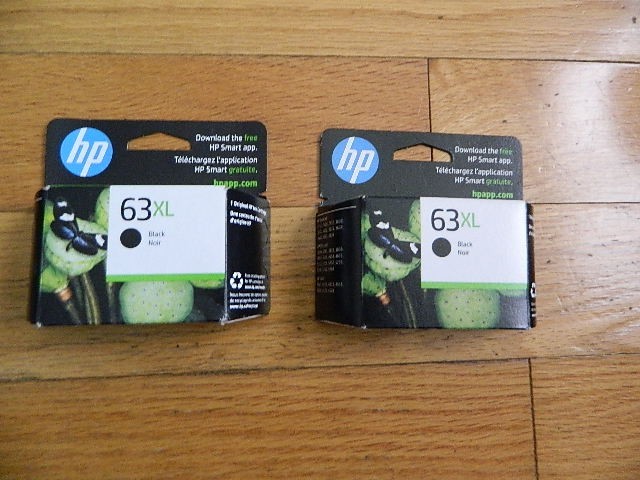 2026 GENUINE LOT 2 HP #63XL LARGE BLACK CARTRIDGES DeskJet 1112-3639 DJ 3830 NEW
