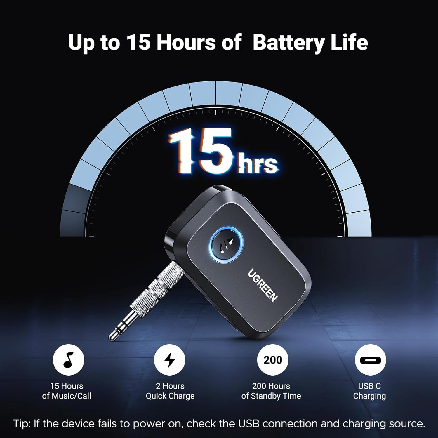 Bluetooth 5.4 Car Adapter, Hands-Free Call & Noise Cancelling AUX to Bluetooth A