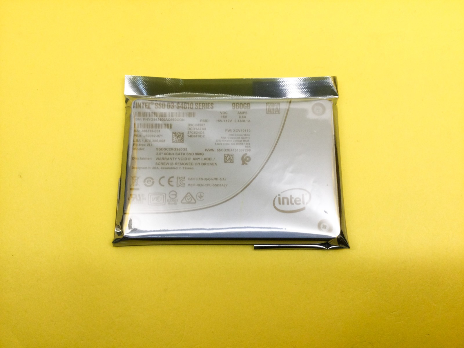 INTEL D3-S4610 SERIES 960GB SATA 6Gbps 2.5IN SSD SSDSC2KG960G8 NEW