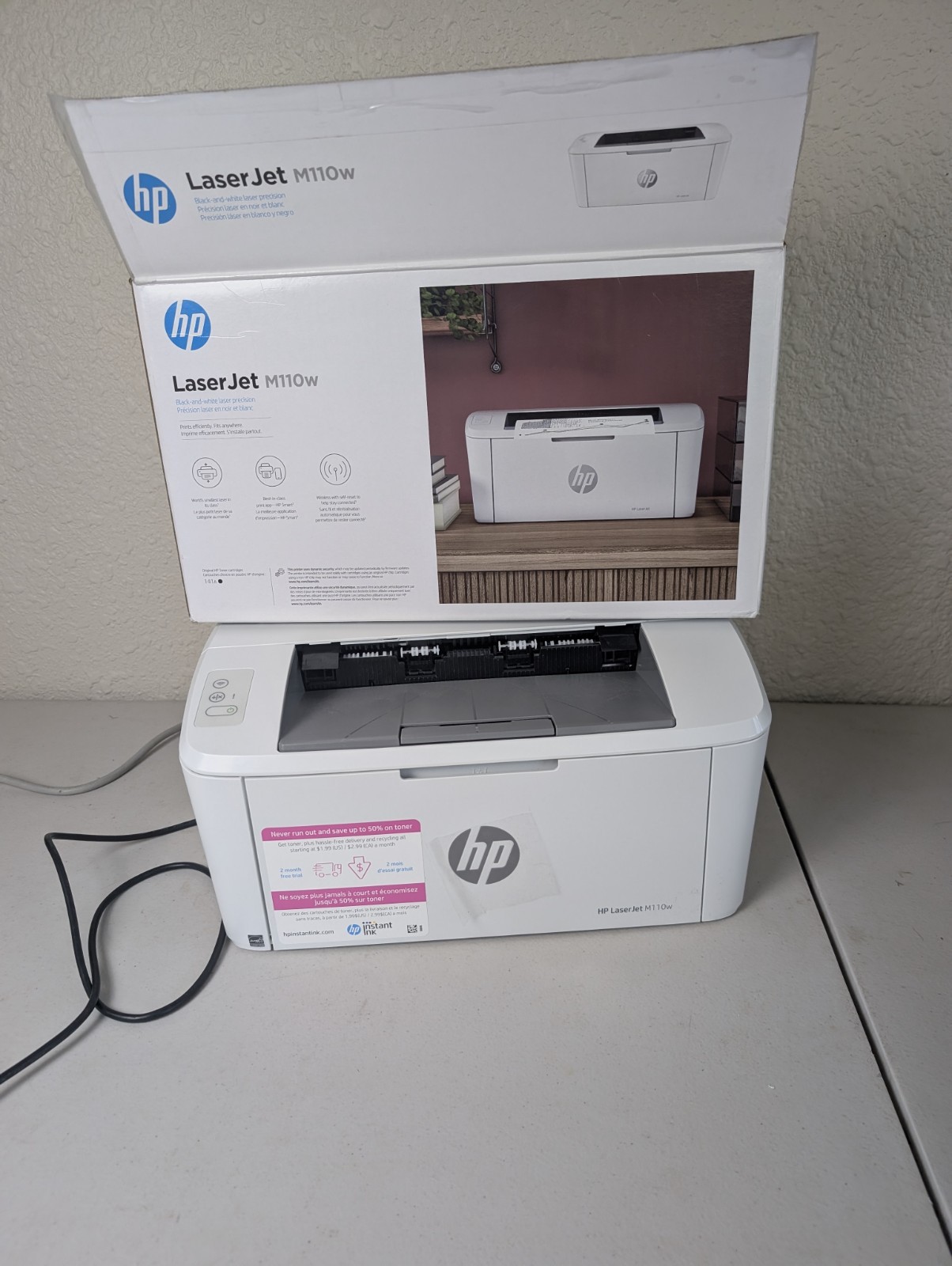 HP LaserJet M110w Smallest Wifi Monochrome Laser Printer USB Only 1k Pages!