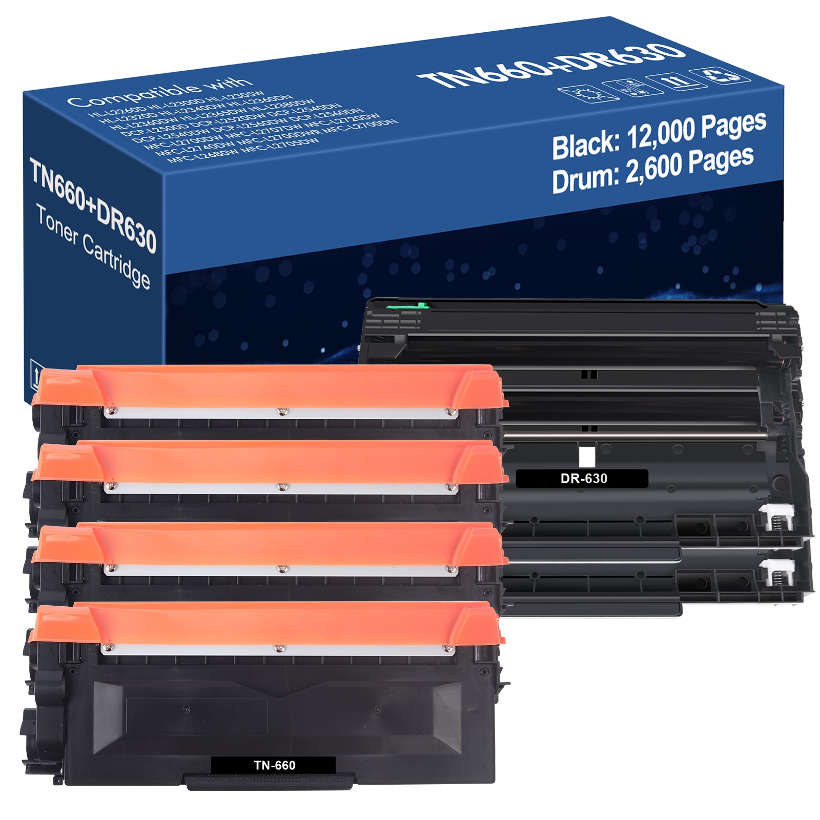 DR630 Drum / TN660 Toner Cartridge For Brother MFC-L2700DW HL-L2320D L2380DW LOT
