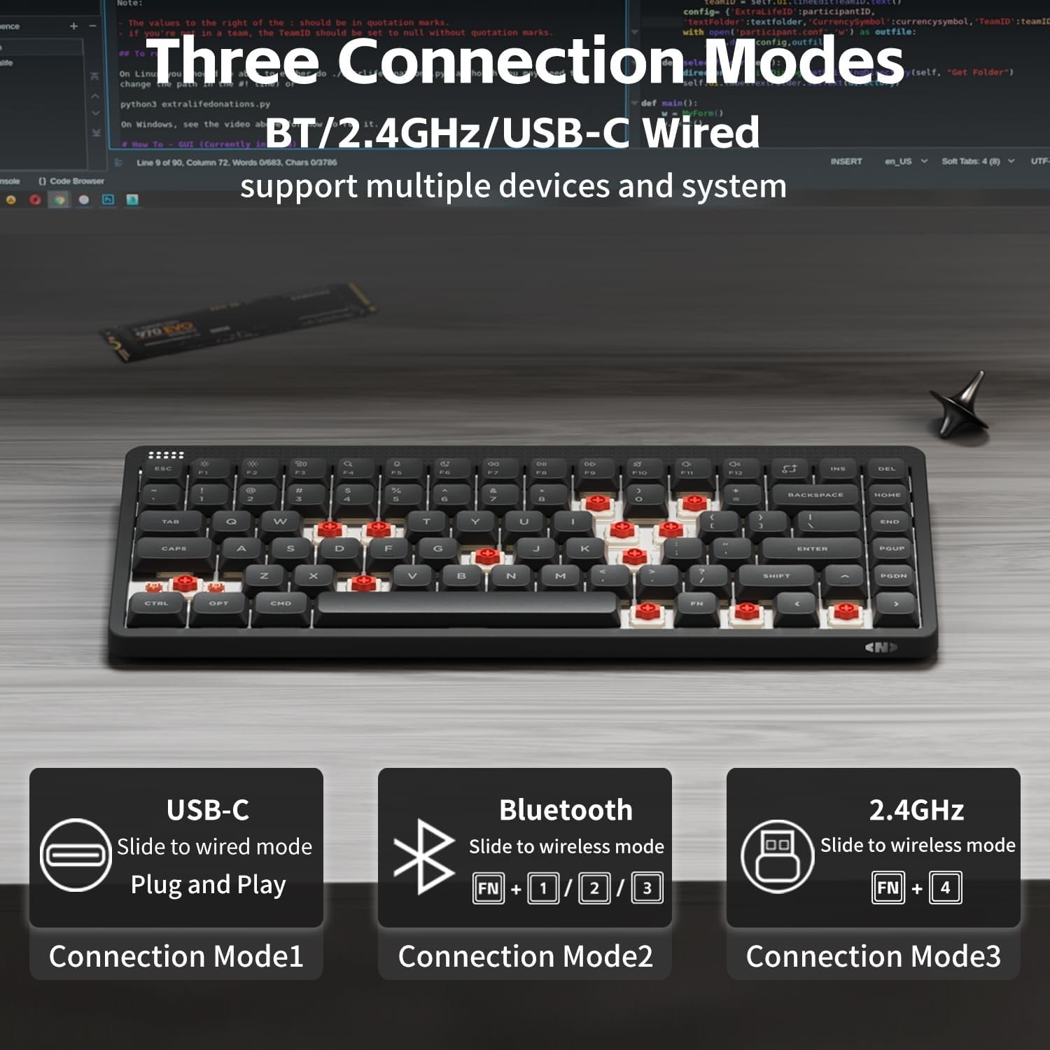 nuphy Node75 Wireless Mechanical Keyboard Low Profile, 75% Hot Swap