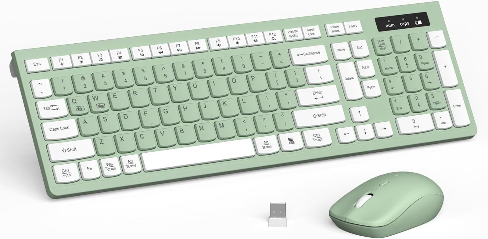 Wireless Keyboard and Mouse Combo Full Size Quiet Keys for Windows PC Mac