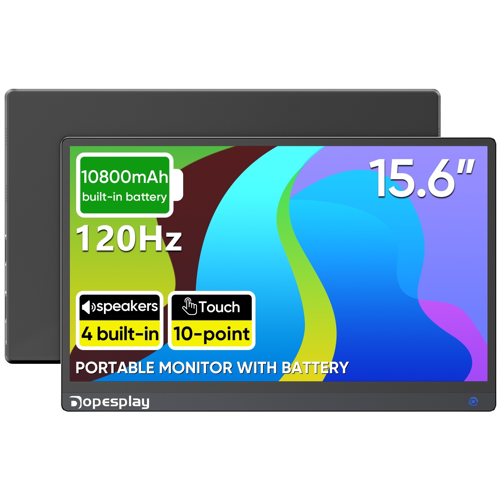 USED 15.6″ Portable Monitor 120Hz Touch Screen IPS LCD 1080P FHD 5000mAh Battery