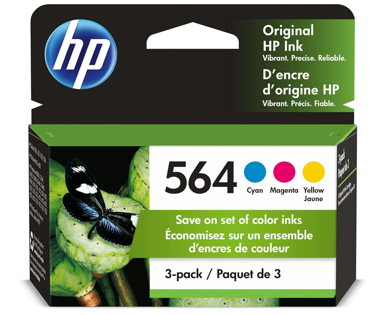 HP 564 Tri-Color Ink Cartridges – Cyan Magenta Yellow (Choose Exp Date) – NEW !!