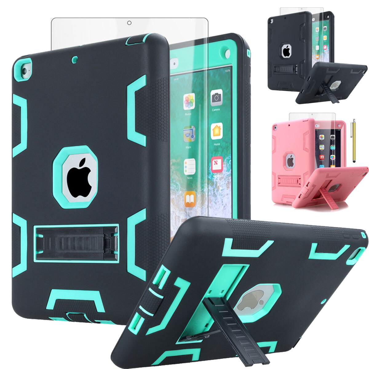 For iPad 6th/5th Gen Case 9.7″ Shockproof Heavy Duty Cover + Screen Protector